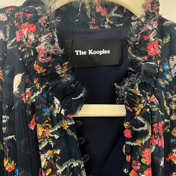 The Kooples Blue Bird Silk Chiffon Dress Size 0 - Picture 5 of 8